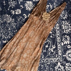 Moschino Brown Floral Midi Dress